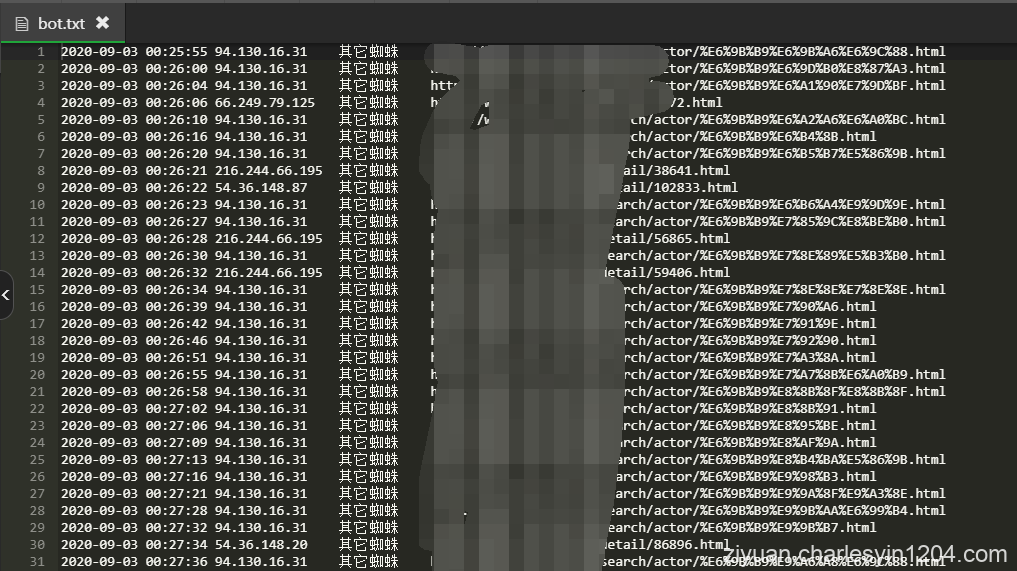 蜘蛛来访爬取链接详情记录导出TXT文件 PHP脚本